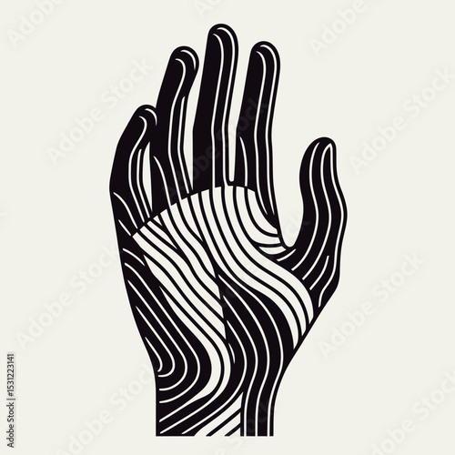 Palm Hand Silhouette Vector Icon Human Fingers Line Art Illustration