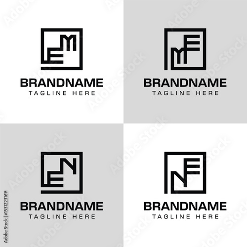 Letters EM ME EN NE Monogram Logo Set, for business with EM ME EN NE initials