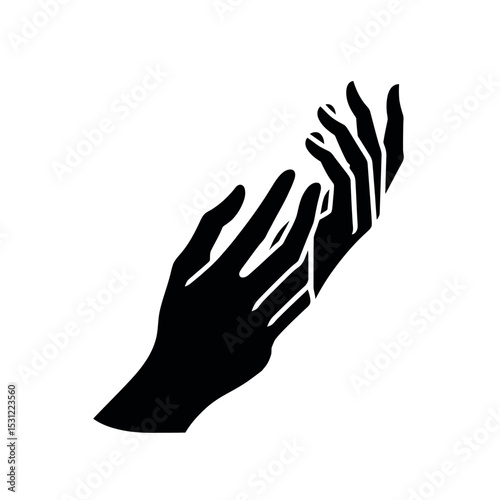 Hand Gesture Silhouette Vector Icon Open Palm Finger Pose Illustration