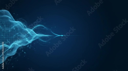 Flowing Light Streaks Forming Abstract Shape on Dark Blue Background