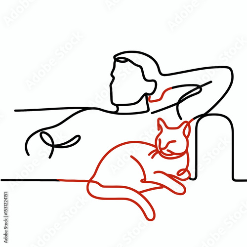 Man sitting with cat 