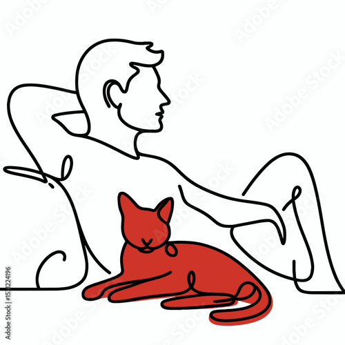 Man sitting with cat 