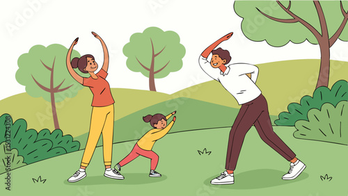 Family Fitness Fun Outdoor Stretching and Exercise for a Healthy Lifestyle