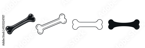Dog bone vector icon set.