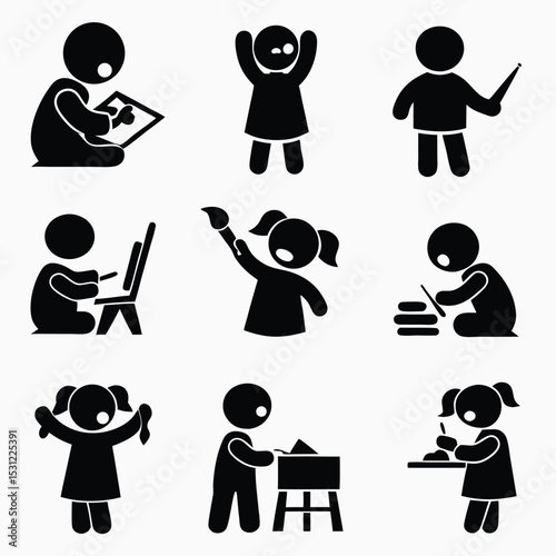 Children engaged in various creative activities