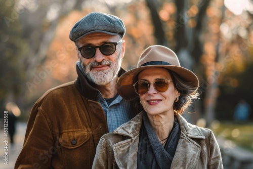 Portrait of a satisfied couple in their 50s walking together