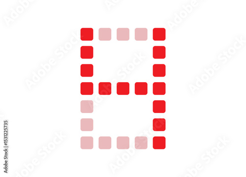 red digital number vector illustration on white background.