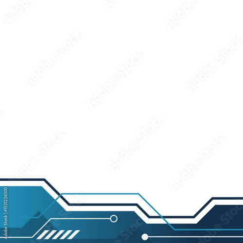 Blue Gradient Futuristic Tech Interface Footer Border Set