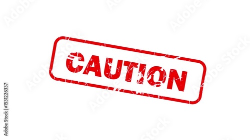 Caution word animated stamp