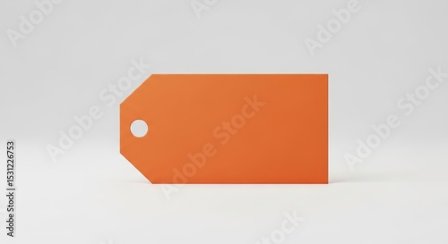 Blank orange gift tag isolated on white background.