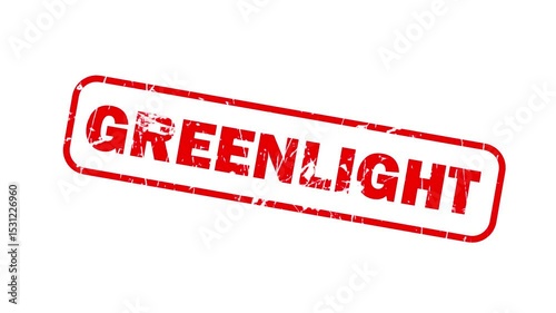 Greenlight word stamp animation on a solid white background