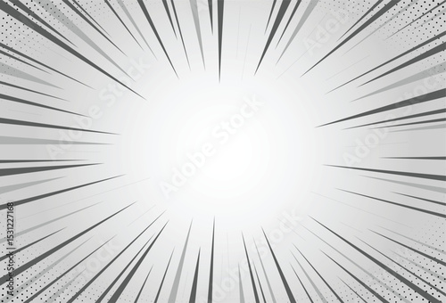 Retro Pop Art Halftone Ligh Gray Background with Zoom Effect, Comic Style Gradient Burst Illustration
