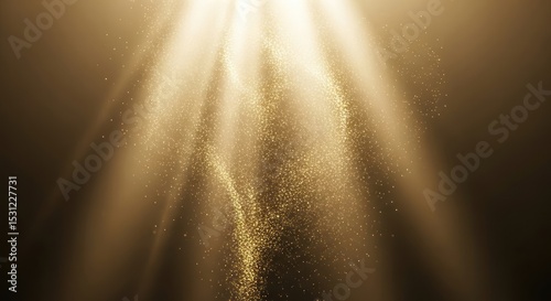 Golden light rays illuminate dust particles, creating a radiant, ethereal effect.