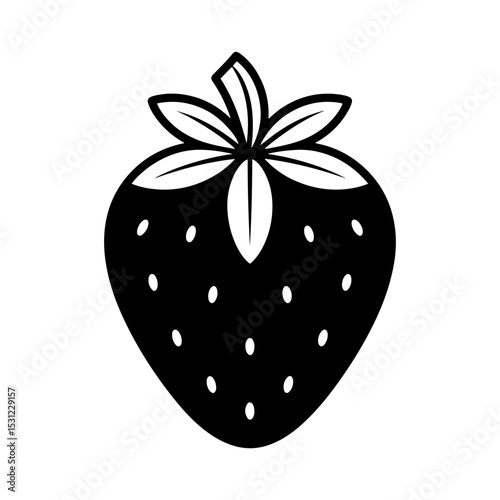 Black and white strawberry icon illustration