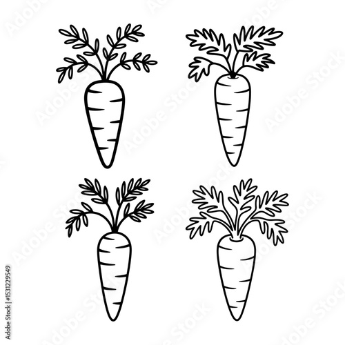 Four line art carrots with tops