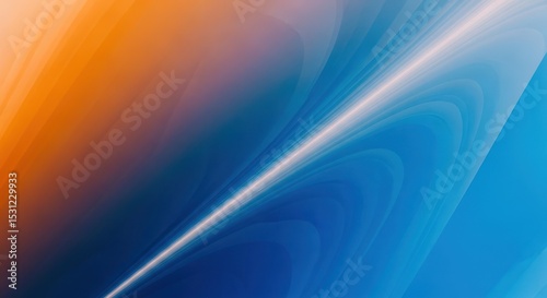 Abstract swirling colors, vibrant orange and blue hues converge, creating a dynamic, luminous light streak.