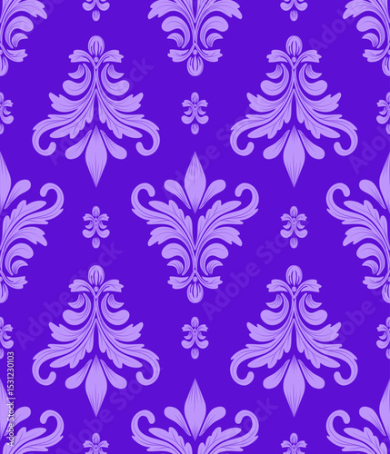 Damask seamless purple abstract floral pattern, vintage and luxury, vector illustration for textile, wall  paper, bedding, curtains, cushion cover, rug, scarf, upholstery fabric, luxury design 