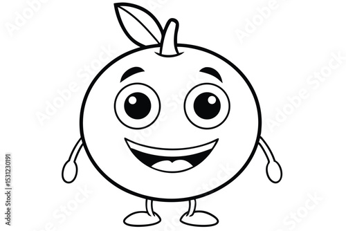 Happy cartoon orange character with smiling face cute expression for coloring book educational materials