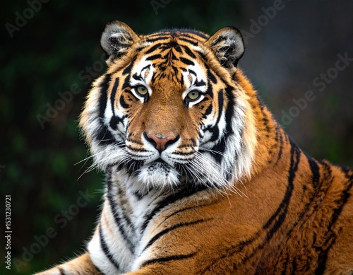 Tiger sitting isolated on white background photo