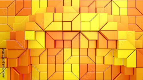 Geometric Shapes Form a Wave. Abstract motion, two color, 3d rendering, 4k resolution
