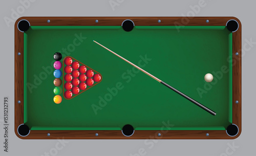 billiard table with balls
