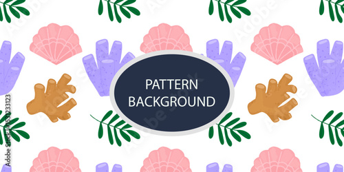 Beautifull Watercolor coral and reef variant type of underwater concept pattern background.Bright and stylish sea theme background
