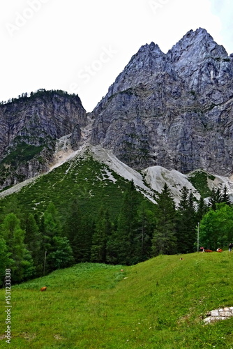 Slovenia - view from the Russian road below the Vršič pass to the Julian Alps