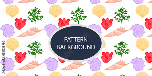 Beautifull Watercolor coral and reef variant type of underwater concept pattern background.Bright and stylish sea theme background
