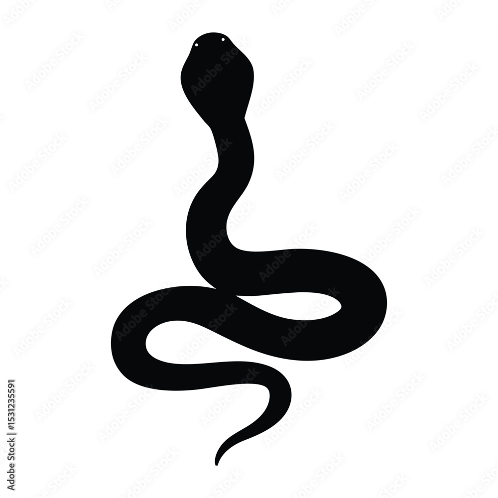 Fototapeta premium silhouette of venomous snake in striking pose.