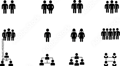 People icons vector group man woman crowd team organization hierarchy social network community symbol 100 editable stock vector illustration