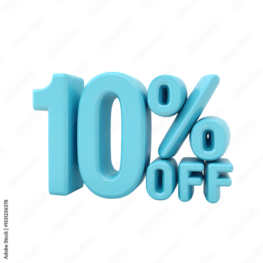 Light blue ten percent off text render isolated on white background Light blue ten percent off text render isolated on white background