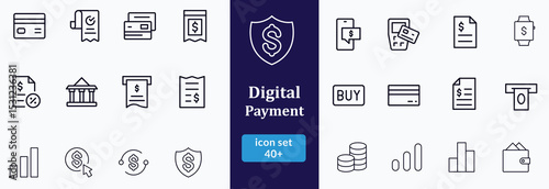 Digital Payment line editable icon set. Digital payment icon set. Vector illustration