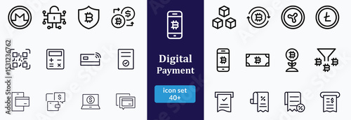 Digital Payment line editable icon set. Digital payment icon set. Vector illustration