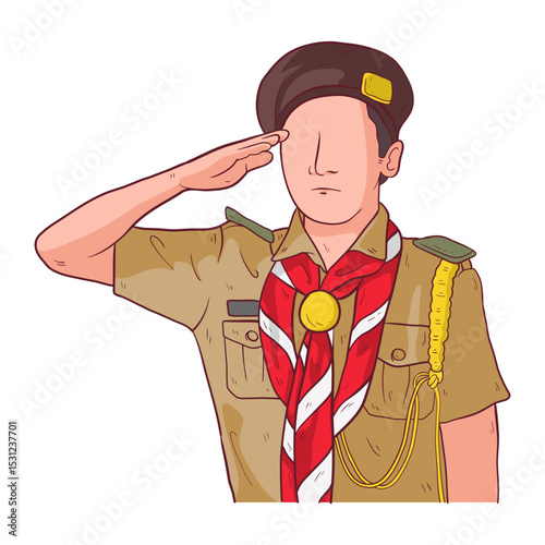 illustration of a boy scout saluting