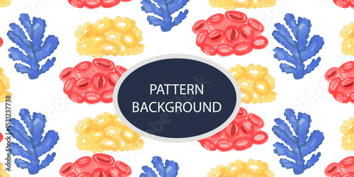 Beautifull Watercolor coral and reef variant type of underwater concept pattern background.Bright and stylish sea theme background
