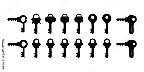 set of silhouettes of keys