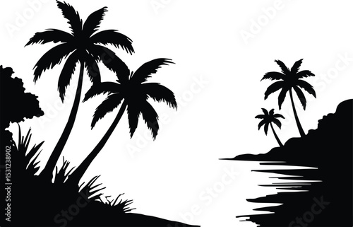 Coconut Tree silhouette Vector | Minimalist & Trendy Coconut Tree Silhouette Design | Unique & Stylish Coconut Tree Artwork for Vector design