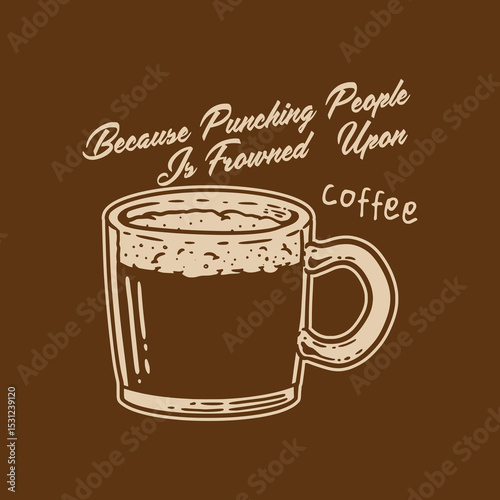 Hand drawn vintage coffee label illustration in retro style, perfect for cafe branding, packaging, or posters