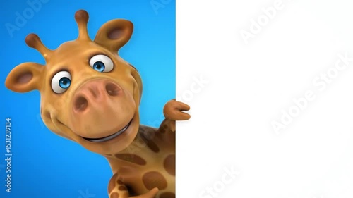 Giraffe peeking from behind a white corner, playful and curious. Perfect for childrens books, whimsical designs, and animalthemed content.