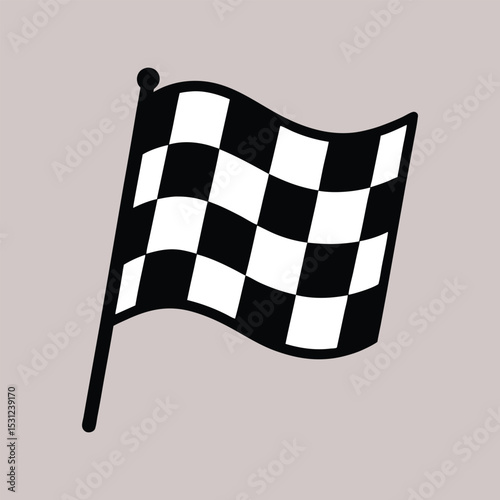 Waving checkered flag icon for motorsport finish line sign graphics isolated