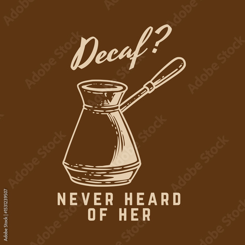 Hand drawn vintage coffee label illustration in retro style, perfect for cafe branding, packaging, or posters