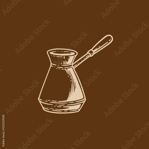 Hand drawn vintage coffee label illustration in retro style, perfect for cafe branding, packaging, or posters