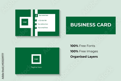 Wallpaper Mural Business card design, Creative business card design with green  and white color editable geometric vector design template. Torontodigital.ca