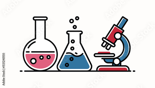 science lab equipment vector illustration in white background