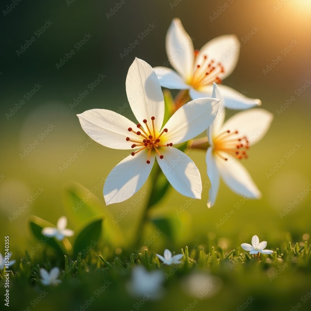 Fototapeta premium White flowers in a field