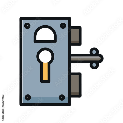 Door lock with key vector icon illustration home safety and security concept