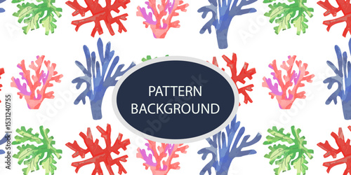 Beautifull Watercolor coral and reef variant type of underwater concept pattern background