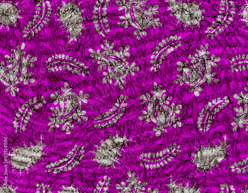 Magenta Floral Pattern with Cracked Texture