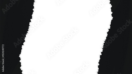 Torn Paper Edge Vertical Frame with Black Halftone Background