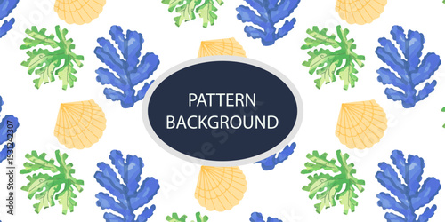 Beautifull Watercolor coral and reef variant type of underwater concept pattern background